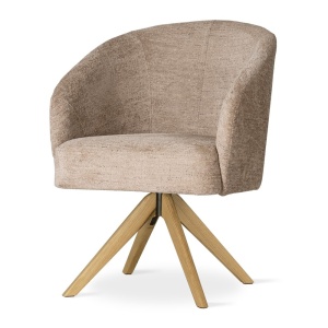 SCAUN PIVOTANT SENI SUPREME WOOD, CONFECTIONAT DIN LEMN, SPUMA, ARCURI SI TEXTIL, BEJ, STIL MODERN