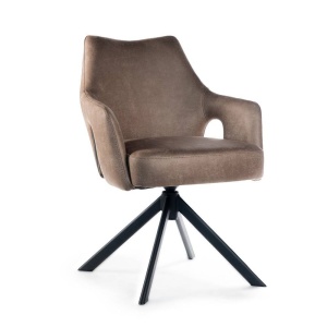 SCAUN PIVOTANT VESPER, MARO/NEGRU, TAPITERIE DIN CATIFEA SI PICIOARE DIN METAL, STIL MODERN