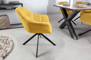 SCAUN ROTATIV, PAPILLON, GALBEN MUSTAR, COD 41589, STIL RETRO - Img 3