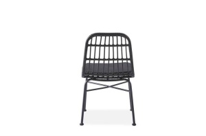 SCAUN TERASA K401, GRI/NEGRU, TAPITERIE DIN RATAN, STOFA SI PICIOARE DIN METAL, STIL MODERN - Img 6