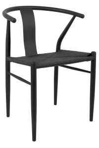 SCAUN WISHBONE DIN METAL DE CULOARE NEAGRA SI FIBRE NATURALE DE CULOARE NEAGRA KH
