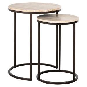 SET 2 MASUTE DE CAFEA AVALON, 7663, CONFECTIONAT DIN METAL SI TRAVERTIN, STIL MODERN