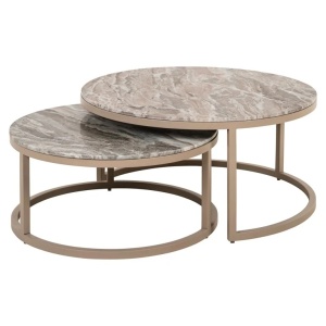 SET 2 MASUTE DE CAFEA FAIRFAX, 8581, CONFECTIONATE DIN METAL SI MARMURA DE TORONTO, CU ASPECT DE PIATRA, RICHMOND INTERIORS