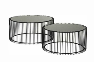SET 2 MASUTE DE CAFEA WIRE, NEGRE, CONFECTIONATE DIN METAL SI STICLA, STIL MODERN