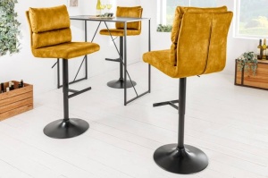 SET 2 SCAUNE DE BAR, COMFORT GALBEN, CATIFEA SI METAL, COD 43652, DESIGN INDUSTRIAL - Img 1