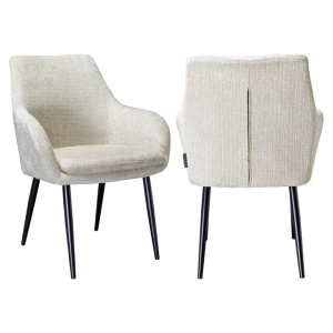 SET 2 SCAUNE DE DINING, CHRISSY S4472 CHENILLE BEJ/NEGRU, CONFECTIONAT DIN 100% POLIESTER, SPUMA, METAL SI PLACAJ, RICHMOND INTERIORS