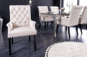 SET 2 SCAUNE DINING, CASTLE DELUXE, DIN LEMN SI MATERIAL DE CULOARE BEJ, DESIGN BAROC, ARTIM GROUP SELECTION