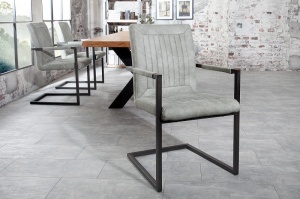 SET 2 SCAUNE DINING GRI BRISTOL 38337 - DESIGN VINTAGE/INDUSTRIAL