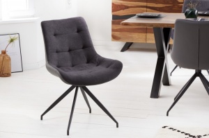 SET 2 SCAUNE, DIVANI, RETRO, GRI/ NEGRU, MICROFIBRA SI PIELE ECO, ARTIM GROUP SELECTION