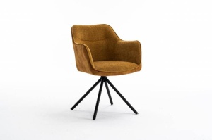 SET 2 SCAUNE ROTATIVE, VERONA, GALBEN MUSTAR, METAL SI CATIFEA, COD 44157, DESIGN MODERN - Img 1