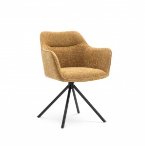 SET 2 SCAUNE ROTATIVE, VERONA, GALBEN MUSTAR, METAL SI STOFA, COD 44159, DESIGN MODERN - Img 1