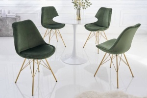 SET 2 SCAUNE, SCANDINAVIA, DIN METAL SI CATIFEA VERDE, COD 42187