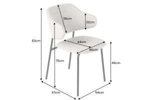 SET 2 SCAUNE TRACY , DIN MATERIAL BUCLE GRI SI PICIOARE NEGRE, DESIGN INDUSTRIAL - Img 2