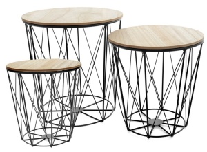 SET 3 MASUTE DE CAFEA TUI DIN METAL SI LEMN