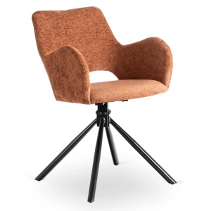 SET 4 SCAUNE, ARTIM MEBLE, REALIZAT DIN MATERIAL TEXTIL BOUCLE CARAMIZIU SI METAL, STIL MODERN - Img 9