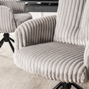SET 4 SCAUNE ROTATIVE, ARTIM MEBLE, REALIZAT DIN CATIFEA RAIAT GRI SI METAL, STIL MODERN - Img 3