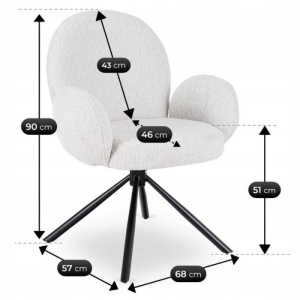 SET 4 SCAUNE ROTATIVE, ARTIM MEBLE, REALIZAT DIN MATERIAL BOUCLE GRI SI METAL, STIL MODERN - Img 8