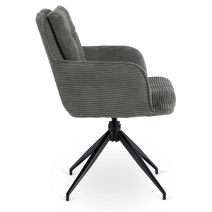 SET 4 SCAUNE ROTATIVE, ARTIM MEBLE, REALIZAT DIN MATERIAL CATIFEA RAIAT VERDE SI METAL, STIL MODERN - Img 7