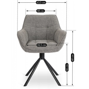 SET 4 SCAUNE ROTATIVE, ARTIM MEBLE, REALIZAT DIN MATERIAL TEXTIL BOUCLE GRI SI METAL, STIL MODERN - Img 8
