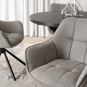 SET 4 SCAUNE ROTATIVE, ARTIM MEBLE, REALIZAT DIN MATERIAL TEXTIL GRI SI CADRUL DIN METAL, STIL MODERN - Img 3