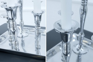SET 4 SFESNICE, 7 FLAMES, COD 38067, ARGINTIU, STIL CLASIC - Img 4