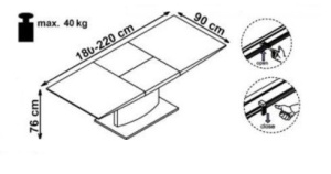 SET DINING MASA EXTENSIBILA MARCELLO ALBA CU 4 SCAUNE K104 ALB/NEGRU STIL MODERN HALMAR - Img 4