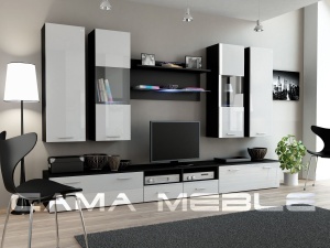 SET LIVING CU LED DREAM 2 NEGRU MAT/ALB LUCIOS DESIGN MODERN CM