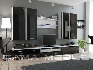 SET LIVING CU LED DREAM 3 ALB MAT/NEGRU LUCIOS DESIGN MODERN CM