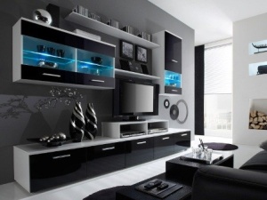 SET LIVING LOGO II ALB/NEGRU LUCIOS DESIGN MODERN CM