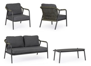 SET LOUNGE DE GRADINA/TERASA MIRAVET ANTRACIT/VERDE, CONFECTIONAT DIN ALUMINIU, POLIPROPILENA SI TEXTIL, STIL MODERN - Img 4
