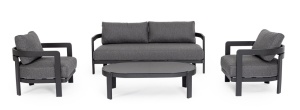 SET LOUNGE DE GRADINA/TERASA PRESLEY GRI INCHIS, CONFECTIONAT DIN ALUMINIU SI TEXTIL, STIL MODERN - Img 2