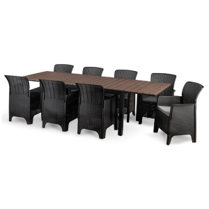 SET MOBILIER DE GRADINA/TERASA,ARGOS 160-260CM, ARTIM MEBLE, MASA SI 8 FOTOLII, DIN TEHNORATAN SI COMPOZIT, CULOARE NUC/NEGRU - Img 13