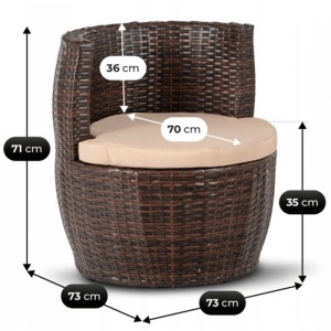SET MOBILIER DE GRADINA/TERASA, FRIO, ARTIM MEBLE, DIN TEHNORATAN, TEXTIL SI STICLA, CULOARE MARO/BEJ - Img 8