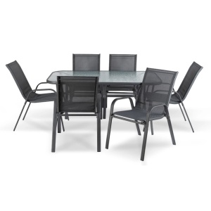 SET MOBILIER DE GRADINA/TERASA, LIBERTY, ARTIM MEBLE, DIN TEHNORATAN, TEXTIL SI STICLA, CULOARE NEAGRA - Img 2