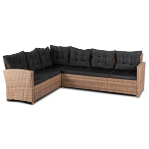 SET MOBILIER DE GRADINA/TERASA, LIMPIO, ARTIM MEBLE, DIN TEHNORATAN, TEXTIL SI STICLA, CULOARE MARO/NEGRU - Img 3
