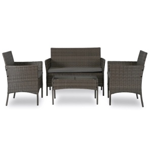 SET MOBILIER DE GRADINA/TERASA, MISSISSIPI, ARTIM MEBLE, DIN METAL, TECHNORATAN SI STICLA, CULOARE GRI - Img 3