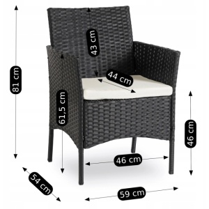 SET MOBILIER DE GRADINA/TERASA, MISSISSIPI, DIN METAL, TECHNORATAN, TEXTIL SI STICLA, CULOARE NEGRU/BEJ, ARTIM MEBLE - Img 12