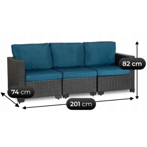 SET MOBILIER DE GRADINA/TERASA, OLIMPIA, ARTIM MEBLE, DIN TECHNORATAN SI STICLA, CULOARE GRI/ALBASTRU - Img 10