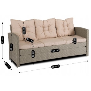 SET MOBILIER DE LUAT MASA, GRADINA/TERASA, COLORADO, ARTIM MEBLE, DIN METAL, TECHNORATAN SI STICLA, CULOARE BEJ - Img 12