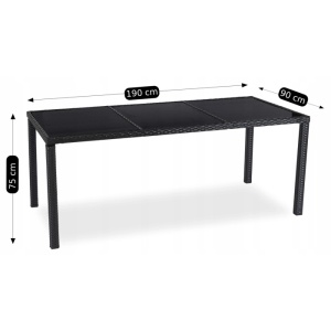 SET MOBILIER GRADINA, ARTIM MEBLE, MASA SI 8 SCAUNE, REALIZAT DIN POLIRATAN, CULOARE NEGRU/BEJ, STIL MODERN - Img 9