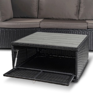 SET MOBILIER TERASA/GRADINA, CALIENTE, ARTIM MEBLE, DIN TEHNORATAN SI TEXTIL, CULOARE NEGRU/MARO - Img 12