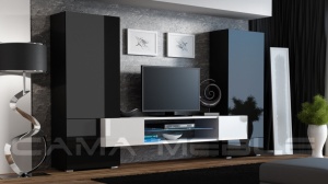 SET MODULAR LIVING CU LED TORI NEGRU/ALB DESIGN MODERN CM - Img 1