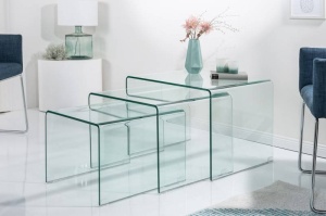 SET TREI MASUTE SUPRAPOZABILE, GHOST, COD 22864, STICLA, DESIGN MODERN - Img 5