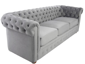 SOFA CHESTERFIELD 220CM GRI DESCHIS DIN STOFA DE LUX DESIGN DEOSEBIT