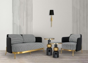 SOFA ELEGANTA, VENICE, STOFA, PIELE ECO SI METAL, 165CM, DESIGN DEOSEBIT - Img 6