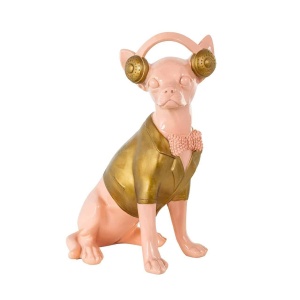 STATUETA DECORATIVA DOG CHIHUAHUA, ROZ/AURIU, DIN POLIRASINA, STIL MODERN, B2