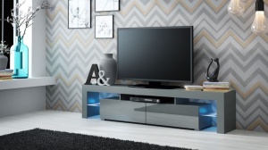 STOC!!!! COMODA LIVING CU LED, 200CM, SOLO RTV GRI DESIGN, MODERN CM
