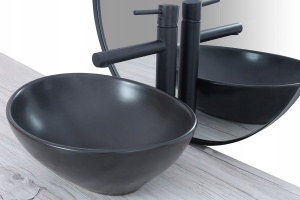 STOC!!!LAVOAR REA SOFIA N, 41CM, NEGRU MAT, MONTAJ PE BLAT, DESIGN DEOSEBIT, CALITATE SUPERIOARA