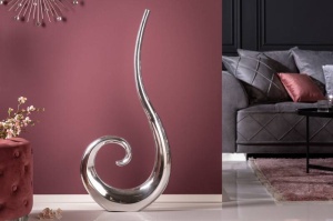 VAS DECORATIV, WAVE 106CM, METAL ARGINTIU, COD 8842, DESIGN MODERN