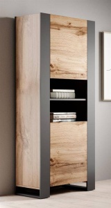 VITRINA LIVING, CAMA-LEMN-SITE-WOTAN/ANTRACIT 170CM, DIN PLACI LAMINATE, STEJAR, DESIGN MODERN